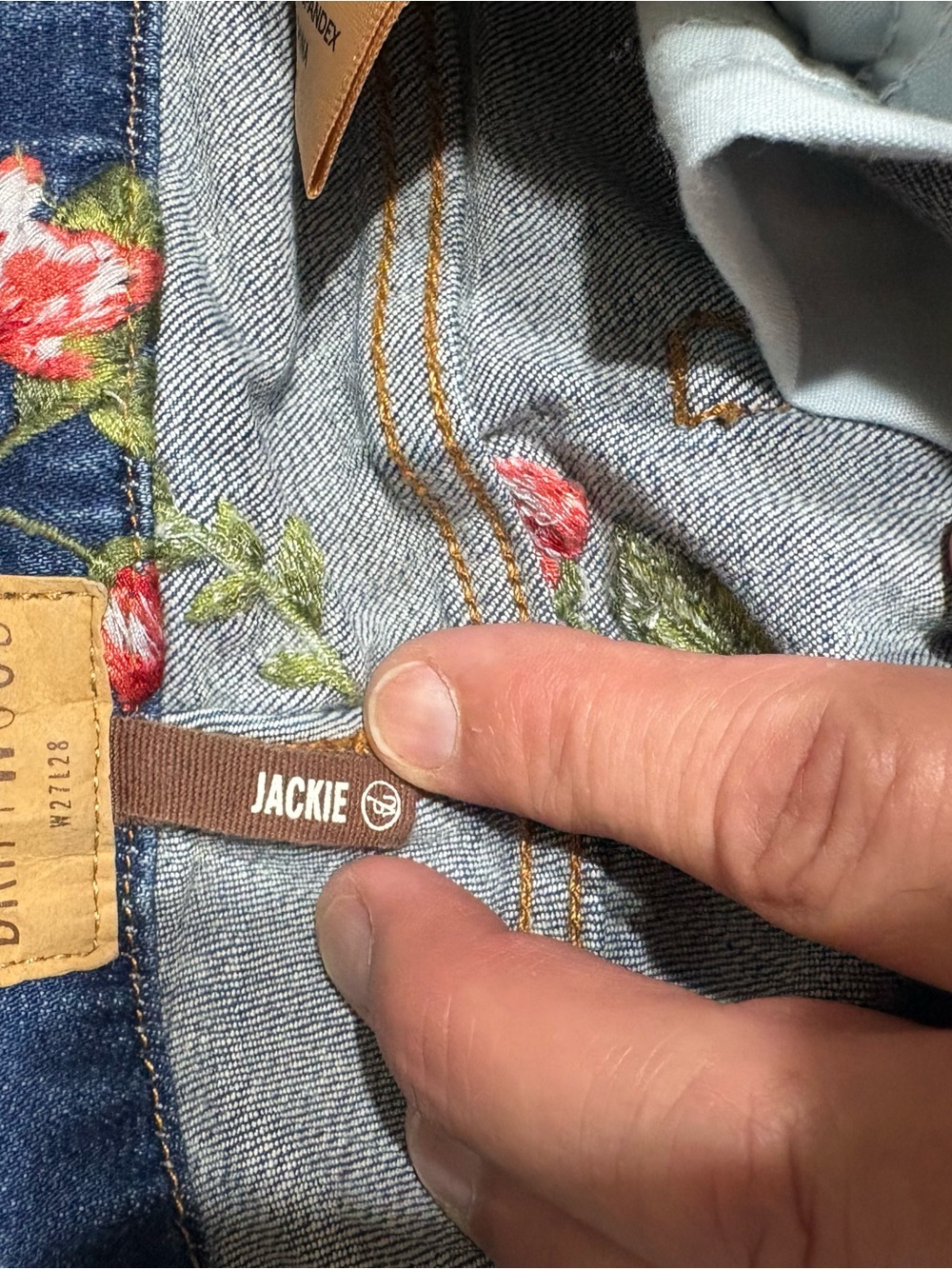 DRIFTWOOD Jackie Skinny Jeans with Red Floral Embroidery - Picture 6 of 11